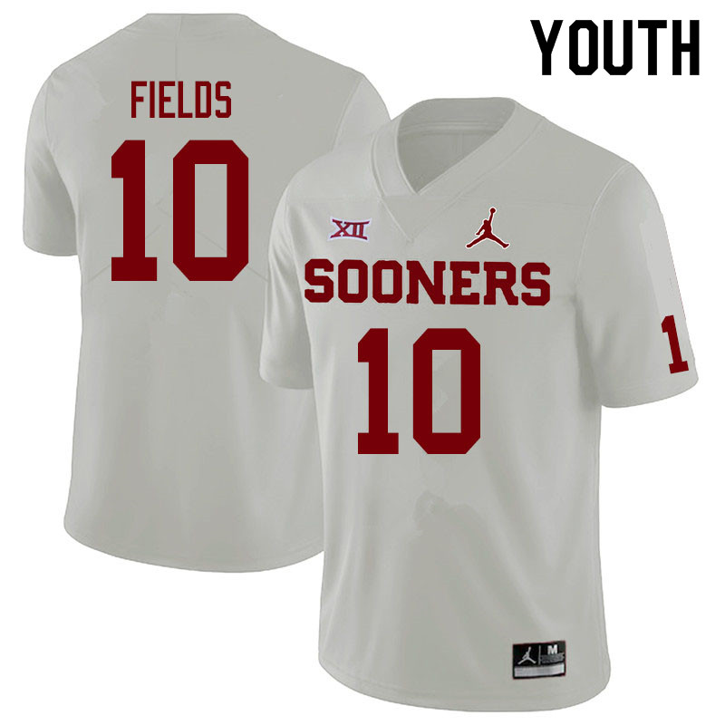 Jordan Brand Youth #10 Pat Fields Oklahoma Sooners College Football Jerseys Sale-White